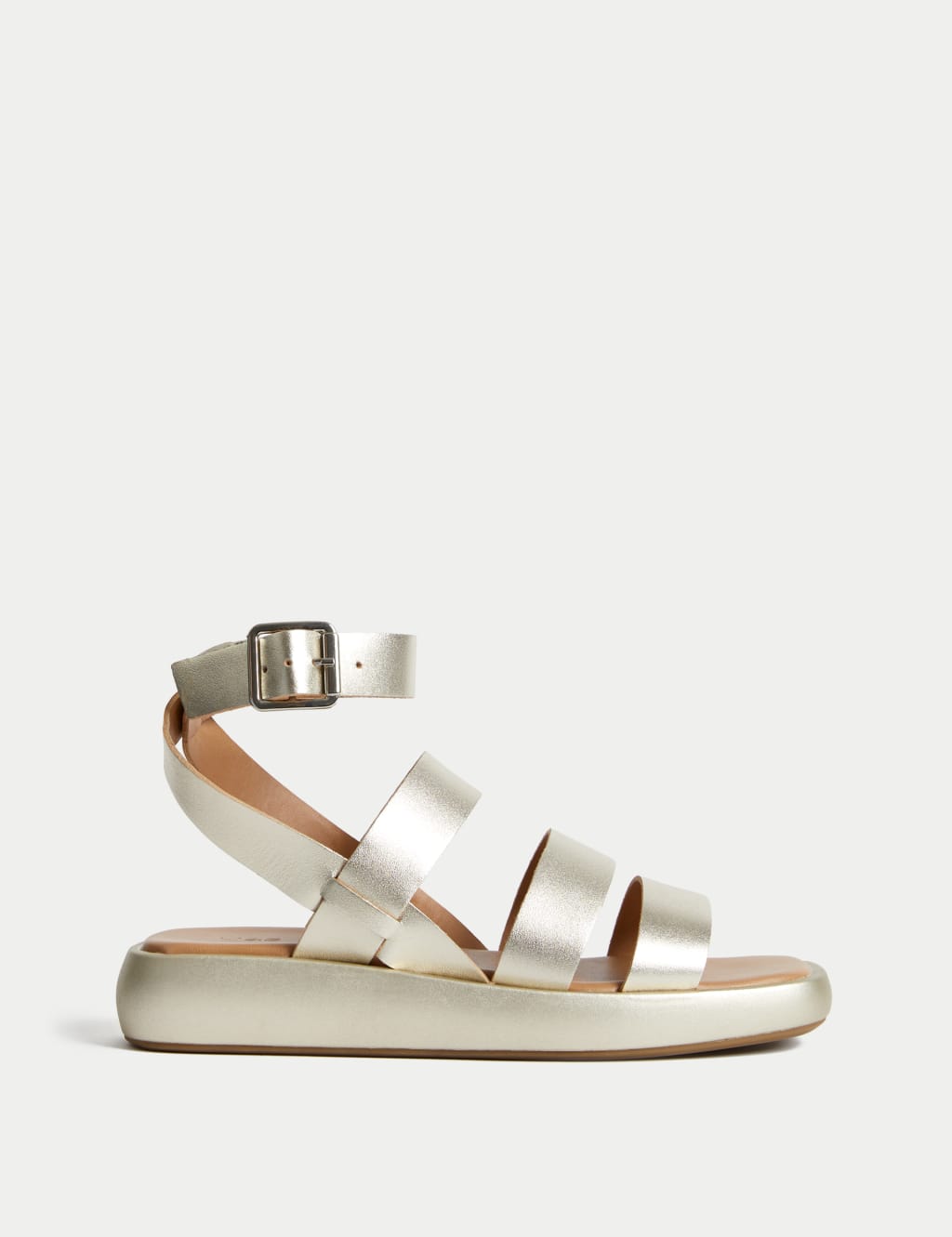 Leather Ankle Strap Flatform Sandals