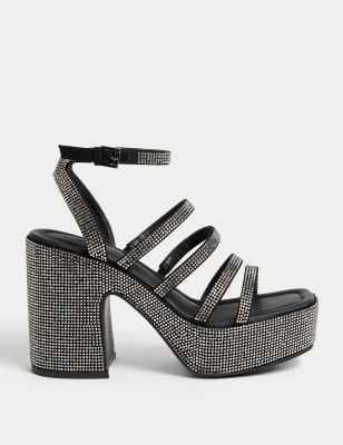 

Womens M&S Collection Sparkle Strappy Platform Sandals - Black Mix, Black Mix