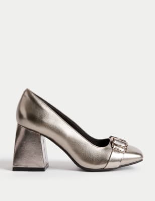 Wide fit grey block hot sale heels