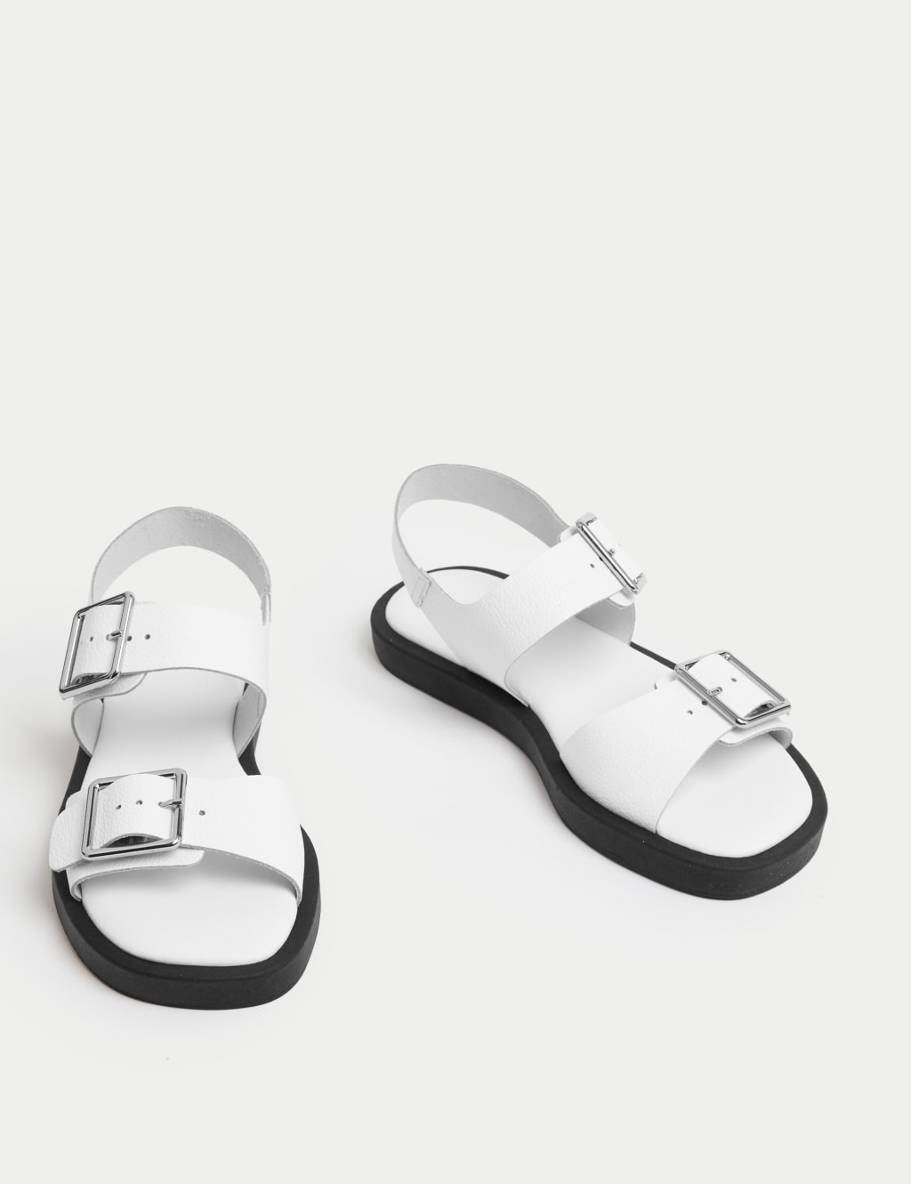 Leather Buckle Ankle Strap Flatform Sandals