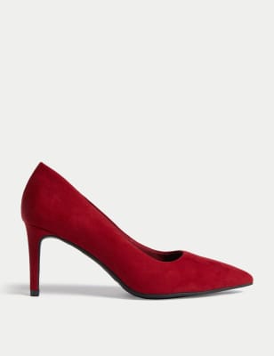 

Womens M&S Collection Slip On Stiletto Heel Pointed Court Shoes - Red, Red