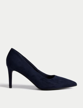 Navy blue heeled shoes deals