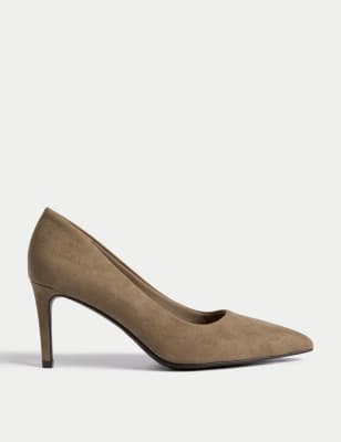 

Womens M&S Collection Slip On Stiletto Heel Pointed Court Shoes - Light Khaki, Light Khaki