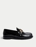Leather Trim Flat Loafers