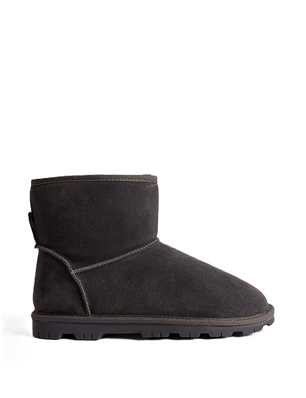 Suede Faux Fur Lined Slipper Boots - CA