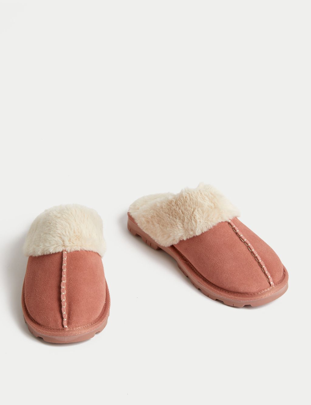 Suede Faux Fur Lined Mule Slippers image 2