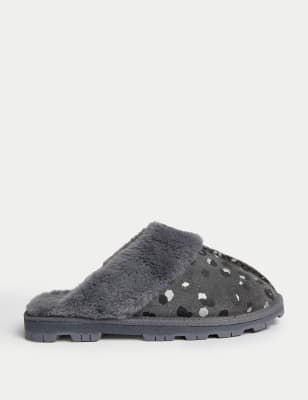 

Womens M&S Collection Suede Faux Fur Lined Mule Slippers - Grey Mix, Grey Mix