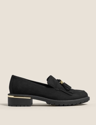 

Womens M&S Collection Tassel Block Heel Loafers - Black, Black