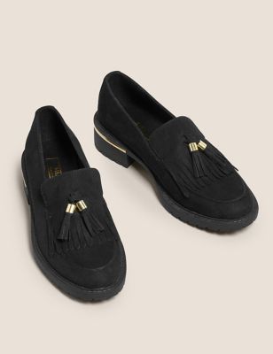 M&S Womens Tassel Block Heel Loafers