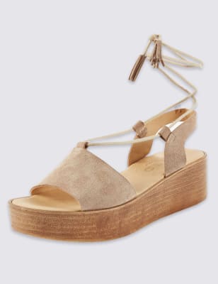 two part wedge sandals
