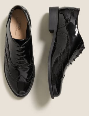 

Womens M&S Collection Geschnürte Brogues - Black Patent, Black Patent
