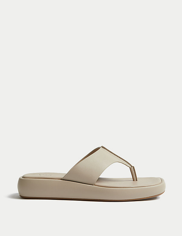 Flatform Toe Thong Sandals - BE