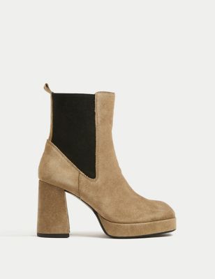 

Womens M&S Collection Suede Platform Ankle Boots - Sage, Sage