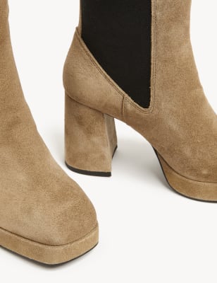 

Womens M&S Collection Suede Platform Ankle Boots - Sage, Sage