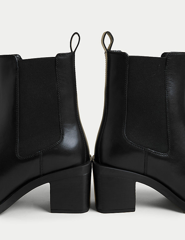 Leather Block Heel Ankle Boots - LK