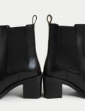 Leather Block Heel Ankle Boots