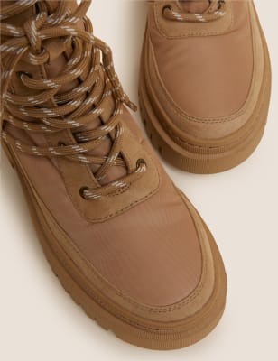

M&S Collection Botines planos gruesos acolchados con cordonesWomens - Camel, Camel