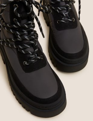 

Womens M&S Collection Chunky Quilted Lace Up Flat Ankle Boots - Gunmetal, Gunmetal