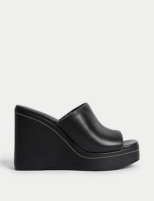 Leather Wedge Mules - US
