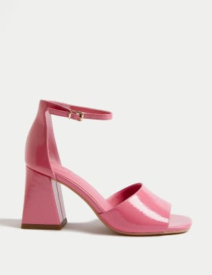 Leather Patent Block Heel Sandals