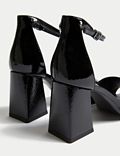 Leather Patent Block Heel Sandals