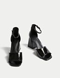 Leather Patent Block Heel Sandals