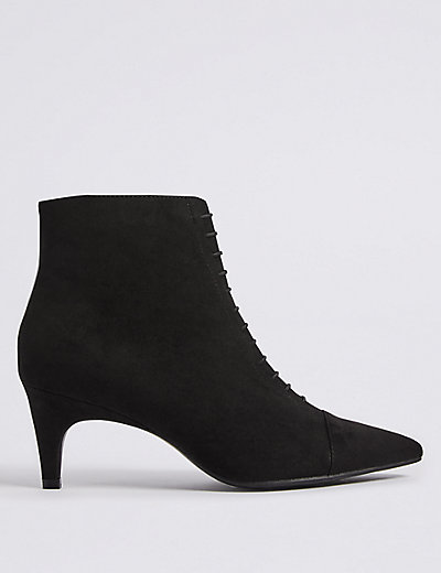 Lace Kitten Heel Ankle Boots | M&S