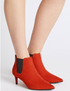 red kitten heel ankle boots uk