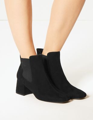 Shop CHANEL MATELASSE Round Toe Casual Style Plain Block Heels Chelsea Boots  by Niora