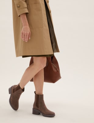 Marks /& Spencer Femmes Wine Cuir Verni Chelsea Bottine à talon bottier et NEUF