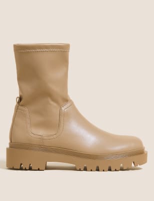 

Womens M&S Collection Chelsea-Stiefeletten mit dickem Blockabsatz - Camel, Camel