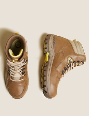 

Womens GOODMOVE Lace Up Flat Walking Boots - Tan, Tan