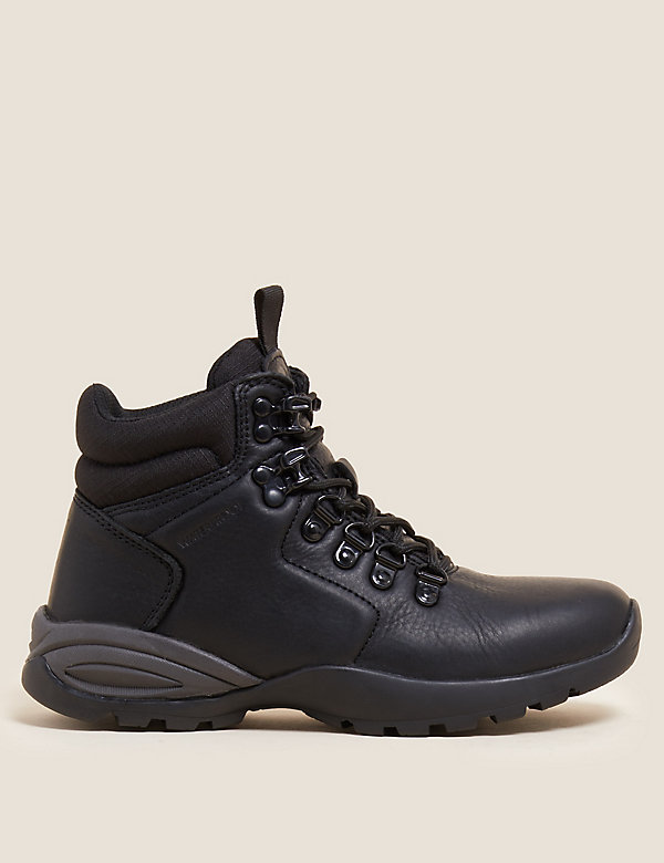 Leather Water Repellent Flat Walking Boots - LT