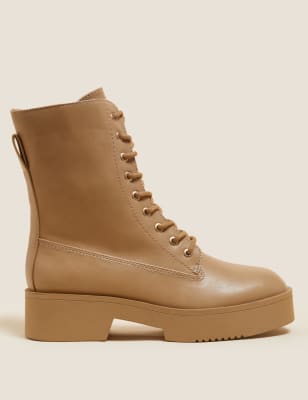 

Womens M&S Collection Klobige Stiefeletten zum Schnüren - Light Beige, Light Beige