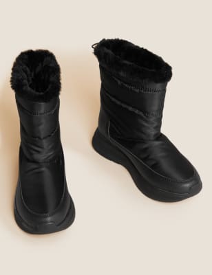 

M&S Collection Botas de invierno planas repelentes al aguaWomens - Black, Black