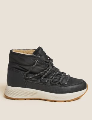 

Womens M&S Collection Quilted Lace Up Flat Walking Boots - Black, Black