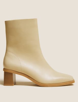 

Womens M&S Collection Block Heel Square Toe Ankle Boots - Natural, Natural