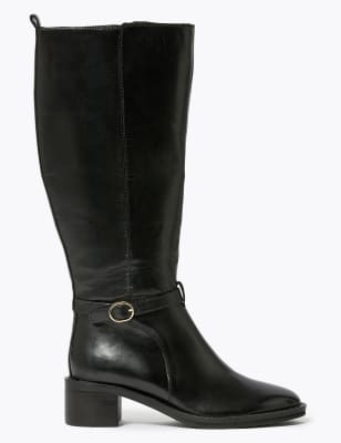 

Womens M&S Collection Leather Buckle Knee High Boots - Black, Black