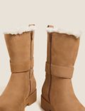 Wide Fit Leather Faux Fur Lined Ankle Boots