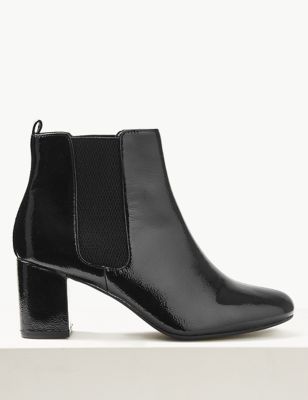 Wide Fit Leather Block Heel Ankle Boots | M&S Collection | M&S