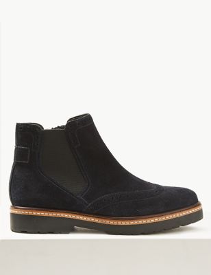 Wide Fit Suede Brogue Ankle Boots | M&S Collection | M&S