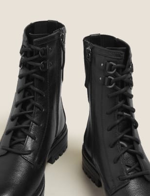 lace up flat black boots