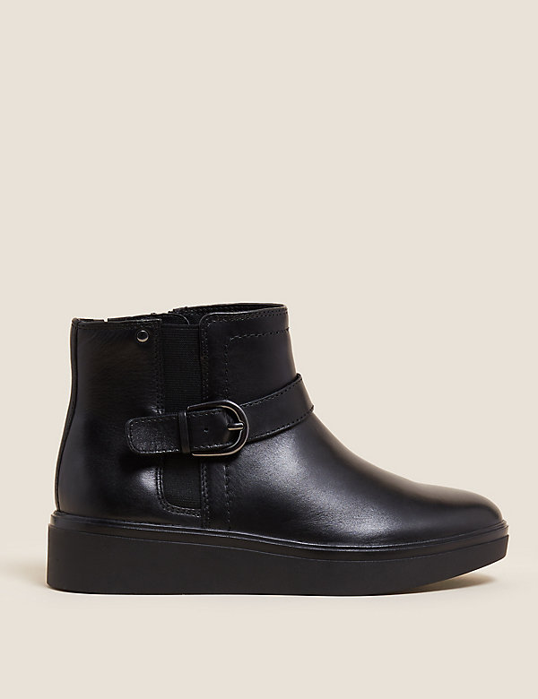 Wide Fit Leather Wedge Ankle Boots