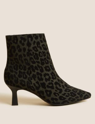 Wide Fit Suede Kitten Heel Ankle Boots