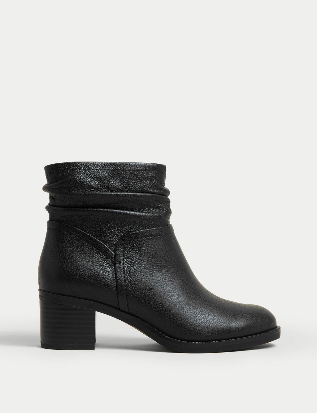 Wide Fit Leather Block Heel Ankle Boots image 1