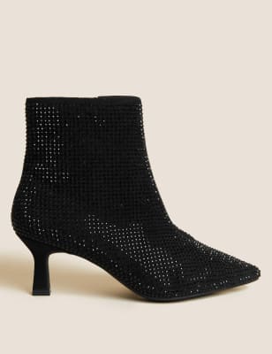 Grey kitten heel on sale boots