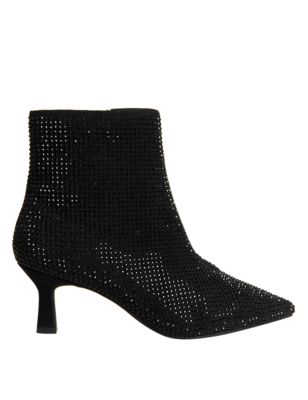

Womens M&S Collection Wide Fit Sparkle Kitten Heel Ankle Boots - Black, Black