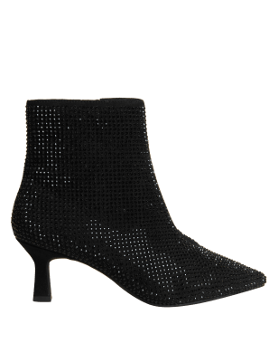 

Womens M&S Collection Wide Fit Sparkle Kitten Heel Ankle Boots - Black, Black