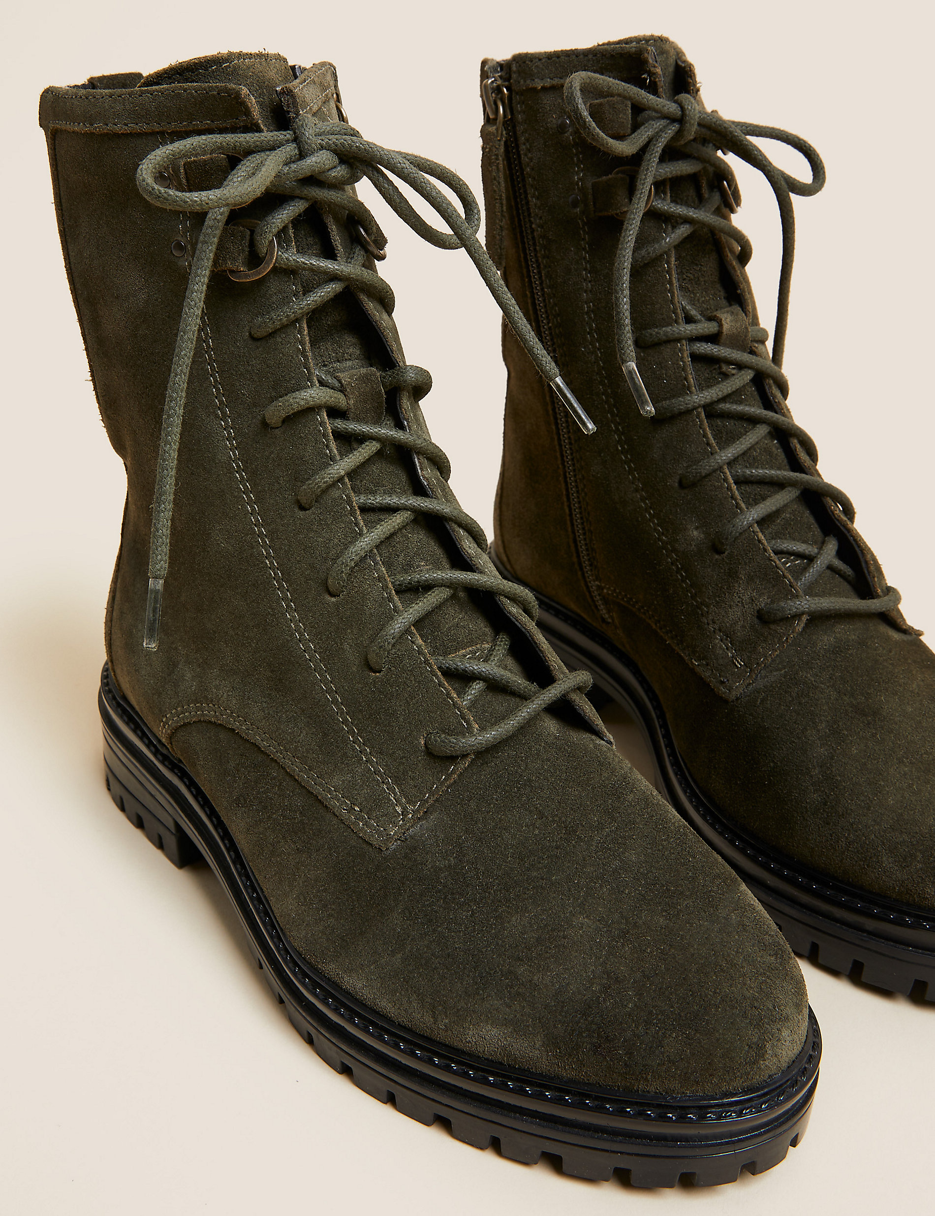 Wide Fit Suede Lace Up Ankle Boots