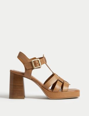 

Womens M&S Collection Leather Buckle Platform Sandals - Tan, Tan